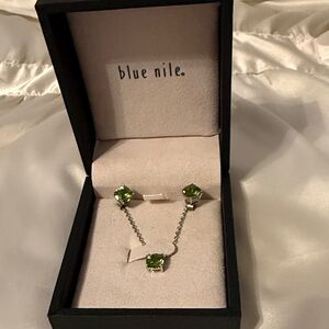 Blue Nile Peridot Green Gemstone Necklace and Earring Set